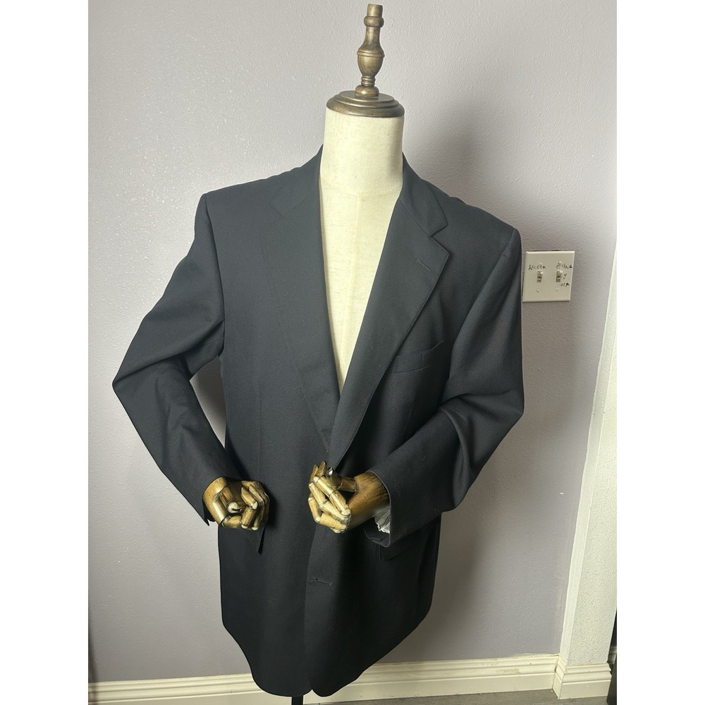 Vintage Brooks Brothers BrookSease USA Black Wool Patch Pocket Sport Coat 45R